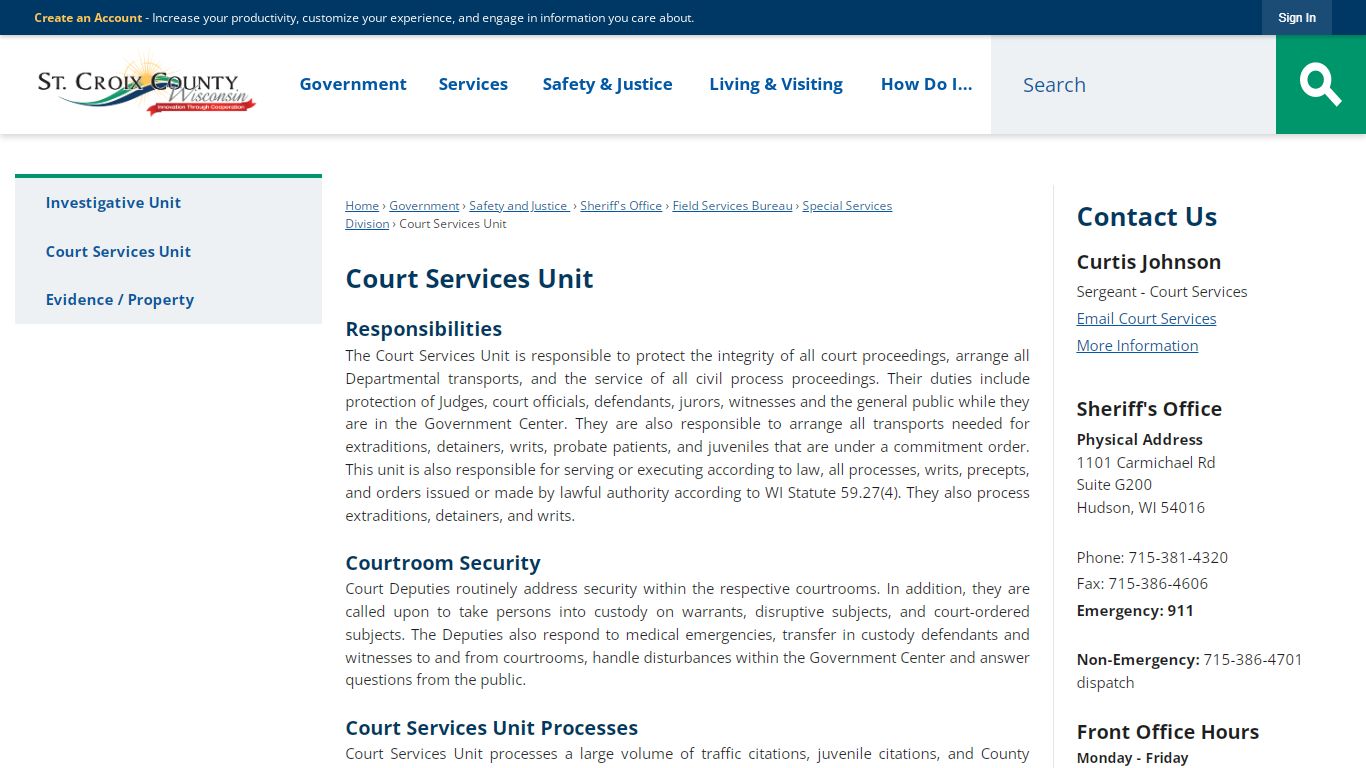 Court Services Unit | St. Croix County, WI