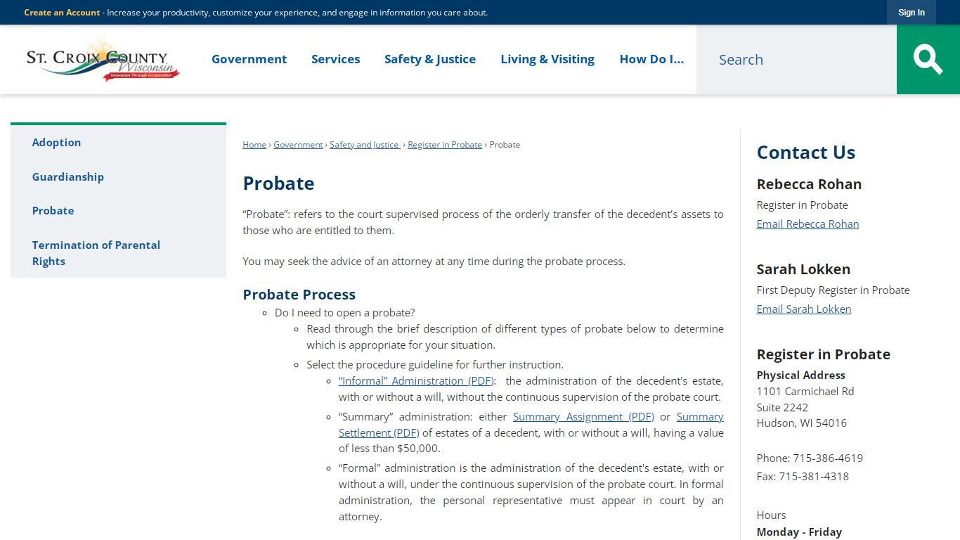 Probate | St. Croix County, WI